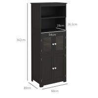 HOMCOM Alacena de Cocina Aparador de Comedor Armario de Cocina con 4 Puertas 2 Estantes Abiertos y Estante Ajustable para Salón 60x30x162 cm Negro - details 2