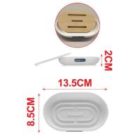 Set Accesorios Baño de Bambú Estilo nordico Blanco Dispensador Jabon,portacepillos ,Escobilla, Vaso para Enjuague ,Jabonera,Juego de 5 Piezas - details 1