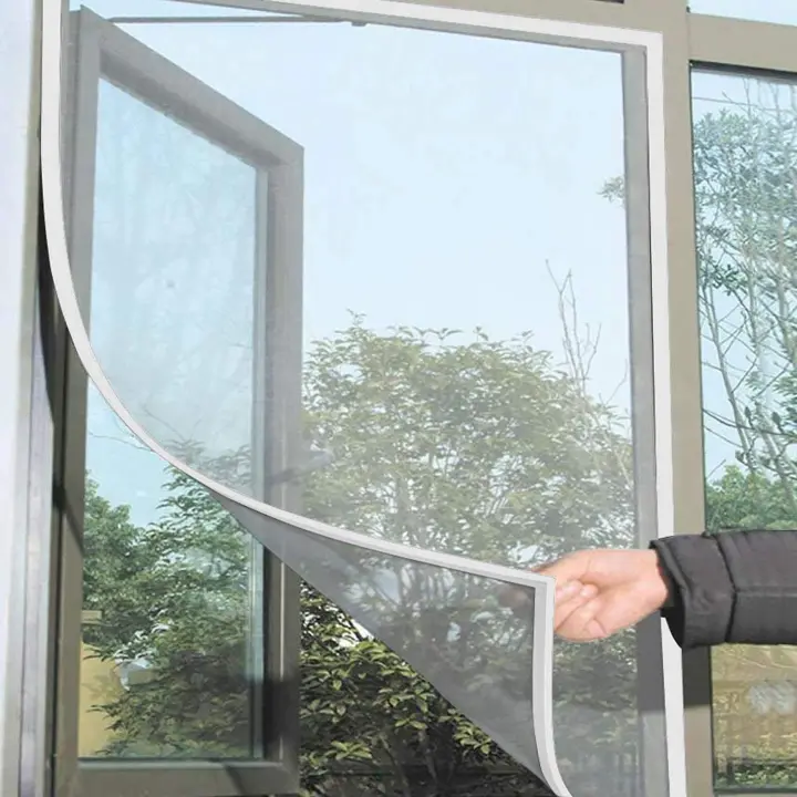 Paquete de 2 mosquiteras para Ventanas, mosquitera de Malla para Ventanas, mosquitera de 1,3 m x 1,5 m, protector Contra insectos y Abejas with 1 Rollo de cinta autoadhesiva - 1