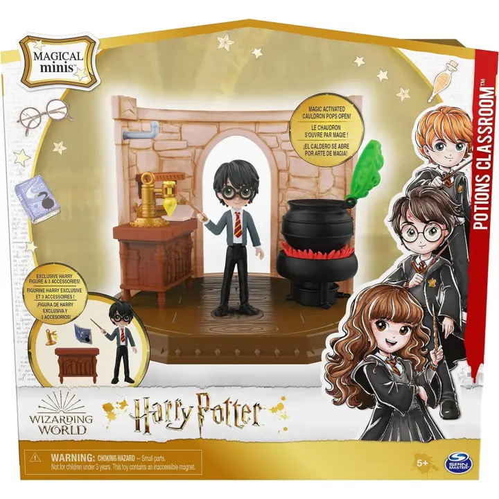 HARRY POTTER - WIZARDING WORLD - HARRY POTTER MAGICAL MINIS - Set Aula de las Pociones con 1 figura Harry Potter - Regalo original - Figuras de colección - Mayores de 5 años - SPIN MASTER - 1