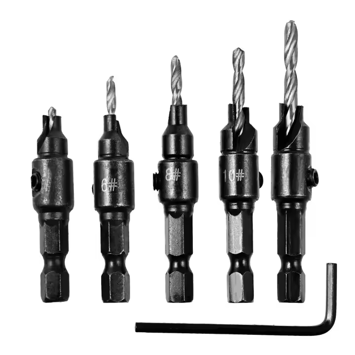 Juego De 5 Piezas De Brocas Para Taladro Hexagonal De Taper En Madera Herramienta De Perforación Y Reamado De Alta Velocidad Acero - 1