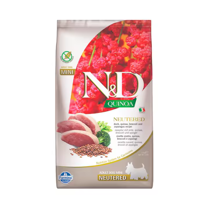 Farmina N&D Quinoa Neutered Grain Free de Pato para Perros Mini - 1