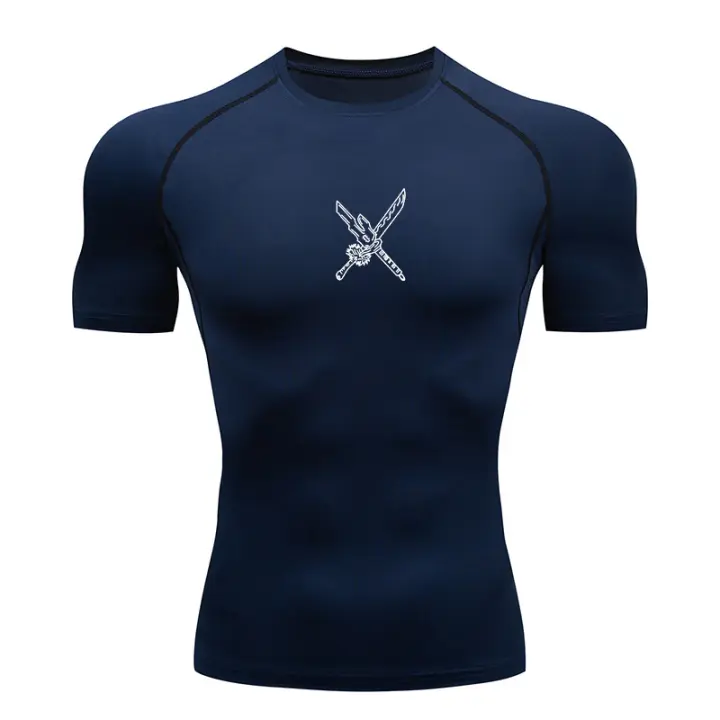 Camiseta De Compresión Con Gráfico Anime Para Hombres Secado Rápido Deporte Gimnasio Camiseta De Rastro Joven Casual Manga Corta - 1