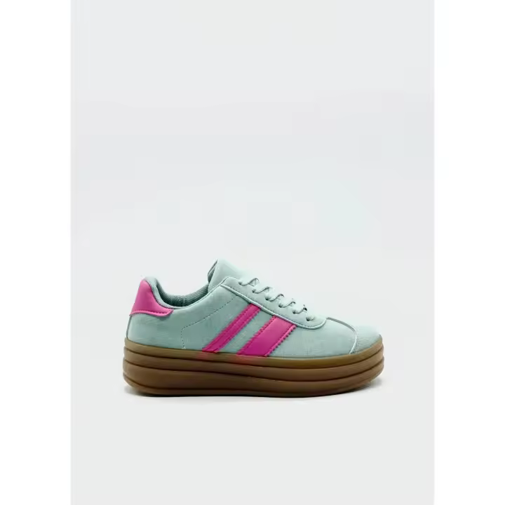 Zapatilla suela alta mujer con lineas - 1