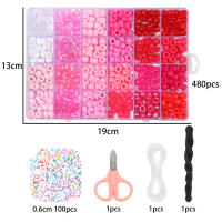 Kit De Perlas Para DIY 480pcs Con Letras Y Agujeros Grandes Espaciadores De Acrílico Para Creación De Joyería Pulseras Y Suministros De Cabello - details 6