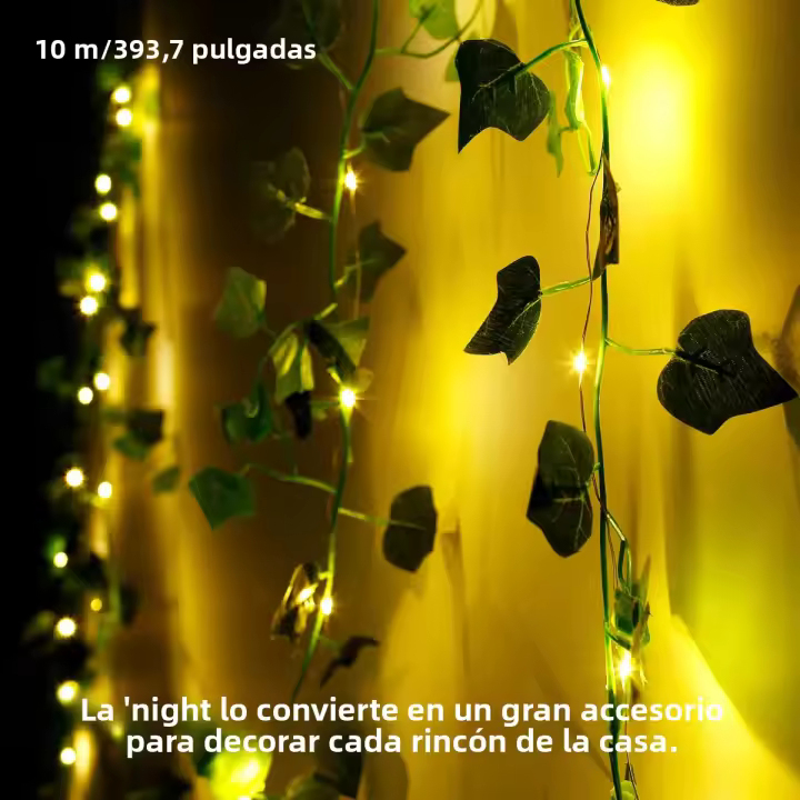 Luz De Cadena De Rattan Verde Hojas 10/5M Para Decoración De Pared Lámpara LED Para Jardín Aisles Iluminación De Bodas Y Fiestas Ambiente Strip - 1