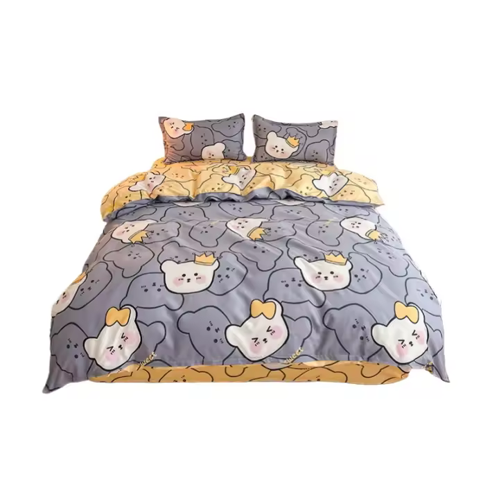 Four-piece bed sheet set quilt cover summer single student sanded single quilt cover cartoon bedding 1.5/1.8m bed four-piece set - 1