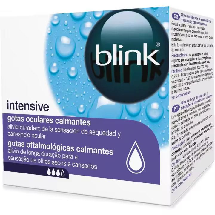 Blink Intensive Gotas Oculares 20x0,4 ml | Viales Monodosis Sin Conservantes | Alivio para Ojos Secos e Irritados | Hidratación Suave y Efectiva - 1