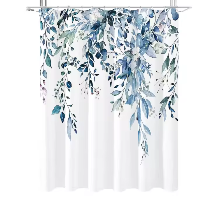 Cortina de Ducha para baño, Juego de Cortinas para Ducha de Tela Impermeable, Secado, 12 Ganchos, 180x200cm - 1