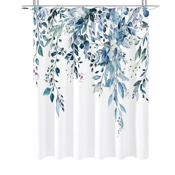 Cortina de Ducha para baño, Juego de Cortinas para Ducha de Tela Impermeable, Secado, 12 Ganchos, 180x200cm - 1