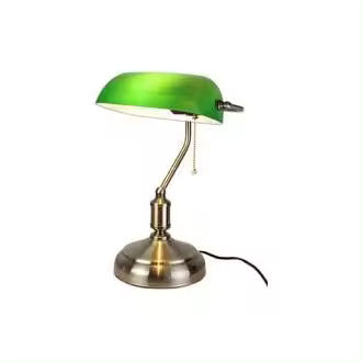 Lámpara de escritorio SOMY Banker - Opalina verde - 37 CM - Lámpara de banco de trabajo con cadena - 1