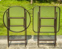 Mesa de Jardín Exterior o interior  MAS 2 silla plegable balcón Redondo de Metal Bordes  70cm  Vidrio Templado con silla - details 5