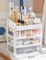 Organizador De Maquillaje, 3 Capas, 23.3x17x26.8cm, Gran Organizador De Tocador, Caja De Almacenamiento De Cosméticos Con Rejilla Para Base, Loción, Pintalabios, Crema Facial, Máscara De Parches - details 13