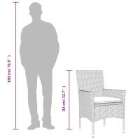 vidaXL Set comedor jardín 3 pzas y cojines ratán PE vidrio gris claro - details 7