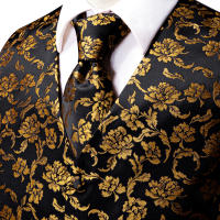 Chaleco De Seda Para Hombre Hi-Tie Con Cuello V Y Bolsa De Pañuelo Conjunto De Encantos Para Traje Sin Mangas Para Boda Y Negocios - details 8