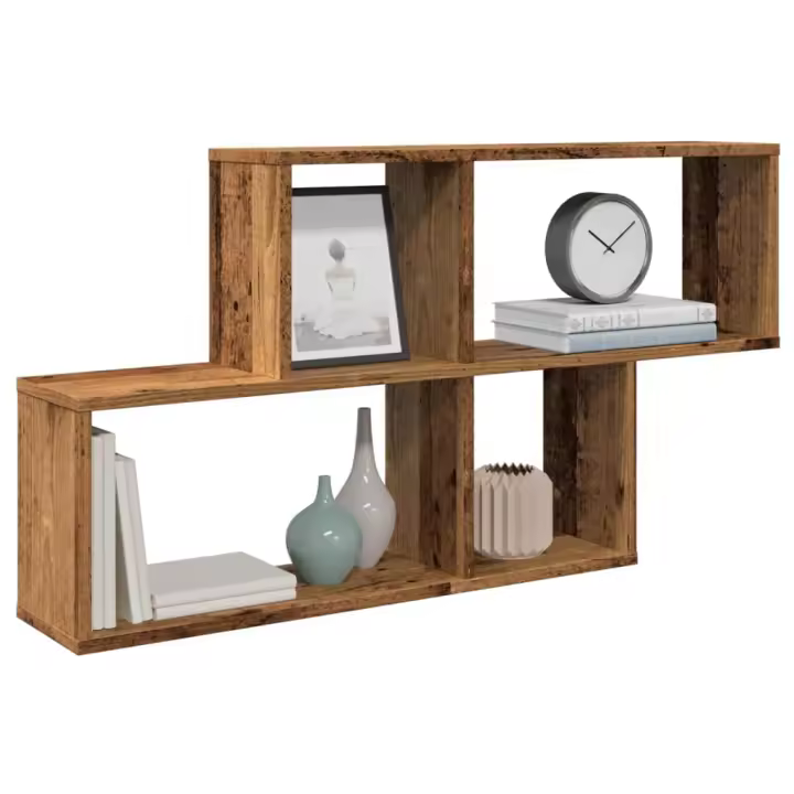 vidaXL Estante de pared madera de ingeniería envejecida 100x18x53 cm en color Madera antigua/Roble artisan | práctico organizador multiusos diseño compacto funcional - 1
