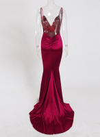 Vestido De Seda Elástico Con Cuello En V Y Espalda Descubierta Para Fiesta De Noche Boda Y Compromiso Vestido De Noche De Mujer Longitud Del Piso Estilo Mermaid Sin Mangas - details 18