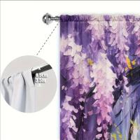 2pcs Cortina De Pintura Al Aire Libre De Florecillas De Wisteria Para Decoración Del Hogar Tratamiento De Ventana Para Dormitorio Oficina Cocina Material 100% Poliéster - details 8
