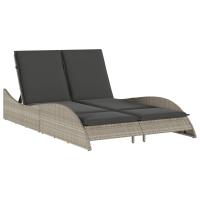 vidaXL Tumbona con cojines ratán sintético 114x205x73 cm Negro, Marrón, Gris Sillas de Exterior Ideal para jardín, playa, piscina, terraza Tumbona Piscina Tumbonas Playa Tumbonas Jardín Exterior - details 5