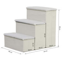 PawHut Escalera para Mascotas de 3 Peldaños Plegable con Tapas Abatibles y Espacio de Almacenamiento 3 Escalones de Perros Gatos Pequeños para Cama Sofá 40x54x48 cm - details 2