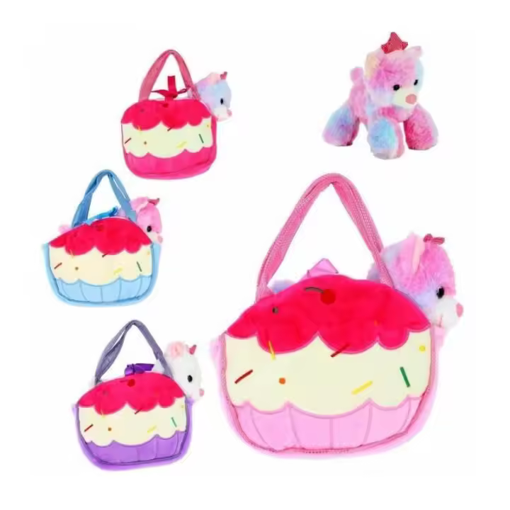 Bimar Peluche Bolso Cake con Gato 23 Cm Varios Modelos Suave y Adorable Monedero de Felpa - 1