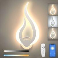 BIT Lámpara de pared LED para interiores de 12 W, control remoto de 2,4 G, regulable, 3 temperaturas de color, moderna, iluminación tricolor, luz de noche para dormitorio de niños, oficina, pasillo (blanco) (derecha) - details 0