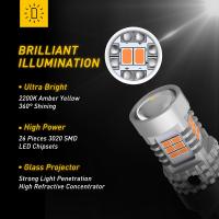 Luz De Señalización LED AUXITO 2x W21W 7440 WY21W Canbus Amarillo 7440NA T20 Bombillas Indicador Error Libre Sin Hiper Flash 3020SMD 24W Universal 12V 1 Año De Garantía - details 3