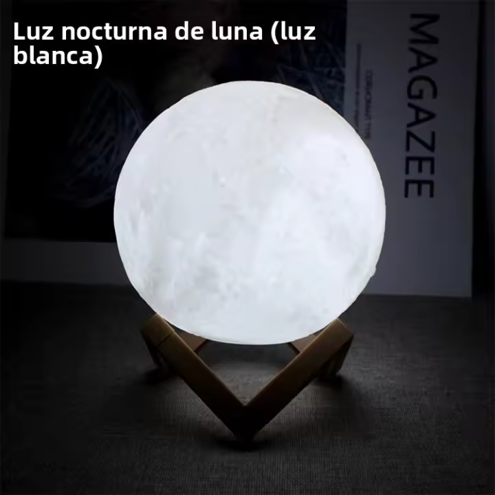 Lámpara De Noche Lunar LED Con Base Y Batería Decoración Para Dormitorio Regalo Para Niños Luz Estelar Para Habitación - 1