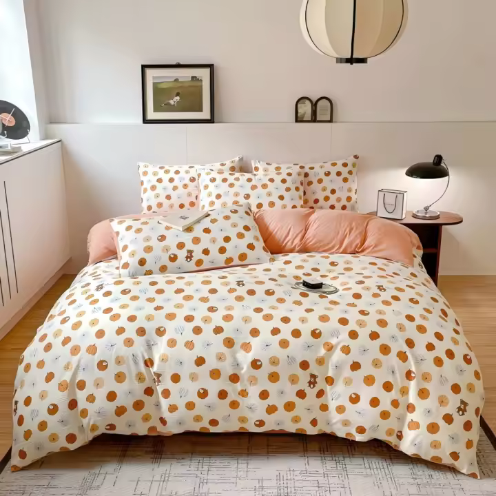 Juego de Funda Nórdica 4 Piezas-Ropa de Cama Algodón Lavado con Jacquard Elegante-Tacto Extra Suave, Varios Tamaño Disponible - 1