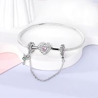 Cadena De Seguridad De Plata Esterlina 925 Estrella Luna Corazón Bordeado Con Clip De Silicona Para Pulsera Original Joyería DIY Regalo - details 7