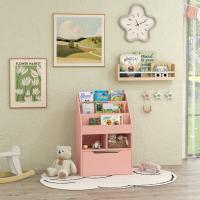 HOMCOM Estantería Infantil de Madera con 3 Compartimentos 2 Cubos y Cajón Móvil con 4 Ruedas Librería Infantil para Habitación de Niños Sala de Juegos 60x29,9x90 cm Rosa - details 1