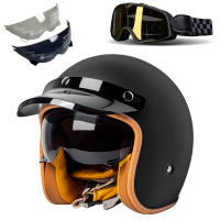 Casco De Motocicleta Retro 3/4 Para Harley Cruiser Accesorios Semi-abiertos Para Motocicleta Casco Retro Para Invierno Unisex - details 6