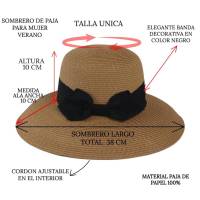 Kebedo Moda Sombrero de Paja Plegable Grande para Mujer, Sombrero Verano Marrón Transpirable con cinta Negra decorativa, Protección UV, Pamela de ala ancha Marrón para Sol, Playa, Viaje y Vacaciones, Talla Única Ajustable para Mujer Adulto 56-57CM - details 0