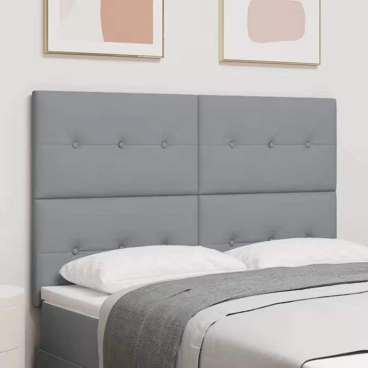 Cabecero vidaXL con botones acolchados en gris claro de 160 cm de tela - 1
