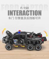 Ford RAPTOR F150 Police Car Pickup Simulación De Aleación De Metal Modelo De Coche a Escala 1:28 Con Sonido Y Luz Juguetes De Camión Off-Road Big Foot - details 8