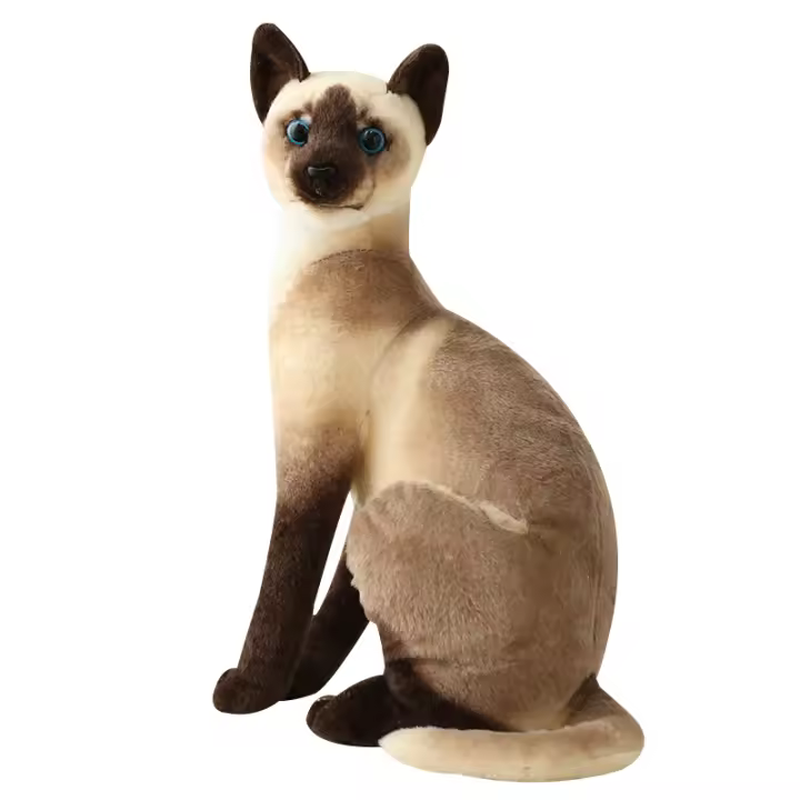 Muñeco De Peluche Siamese Realista Para Decoración Del Hogar Y Regalo Para Niñas Juguetes De Mascotas Corto De Algodón Relleno De Poliéster - 1