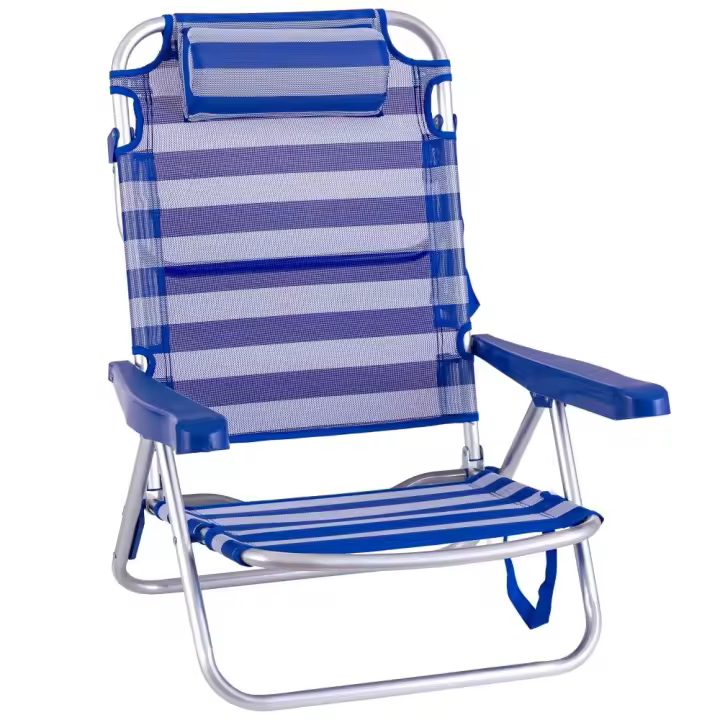 Silla de playa baja con cojín y reclinable 4 posiciones convertible en tumbona Lola Home - 1