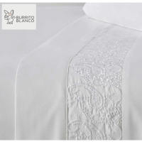 Burrito Blanco Juego de Sábanas Bordadas Algodón Percal 200 HILOS Modelo 402 BLANCO de 150 cm - details 2