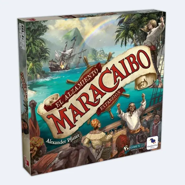 Maracaibo: El Alzamiento Expansión  La aventura continúa.  Expansión para el juego de mesa Maracaibo en Español  Para 1 a 4 jugadores  14+ años  MasQueOca - 1