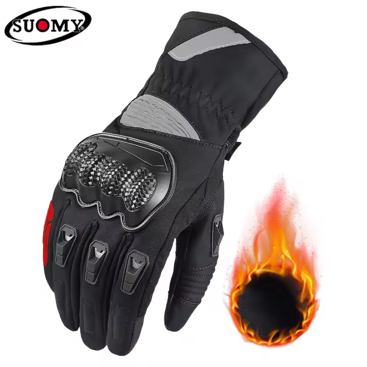 Guantes De Motocicleta Para Mujer Invierno Térmicos Pantalla Táctil Impermeables Rosas 100% Nylon Y Algodón Guantes De Motocross - 1
