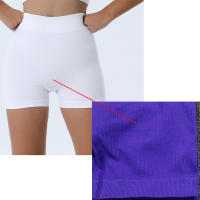 Shorts De Yoga Para Mujer Estilo Fitness Ciclismo Push up Cintura Alta Ribbed Sin Costuras Verano Ejercicio Striped Spandex Nylon - details 1