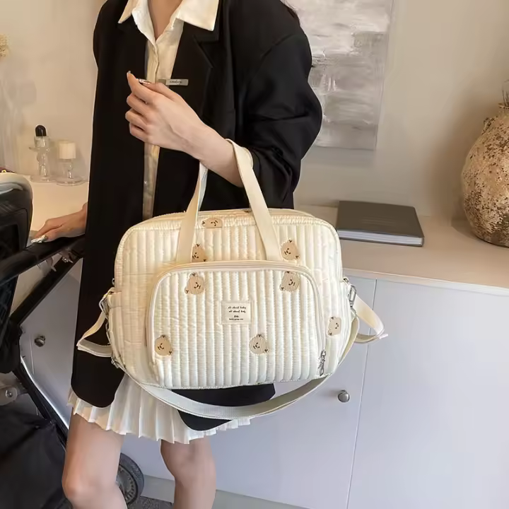 Bolso Grande Para Mamá Organizador De Bebé Maternidad Bolsa De Diaper Bordada Para Mujer Cruzable Hombro Viaje Al Hospital - 1