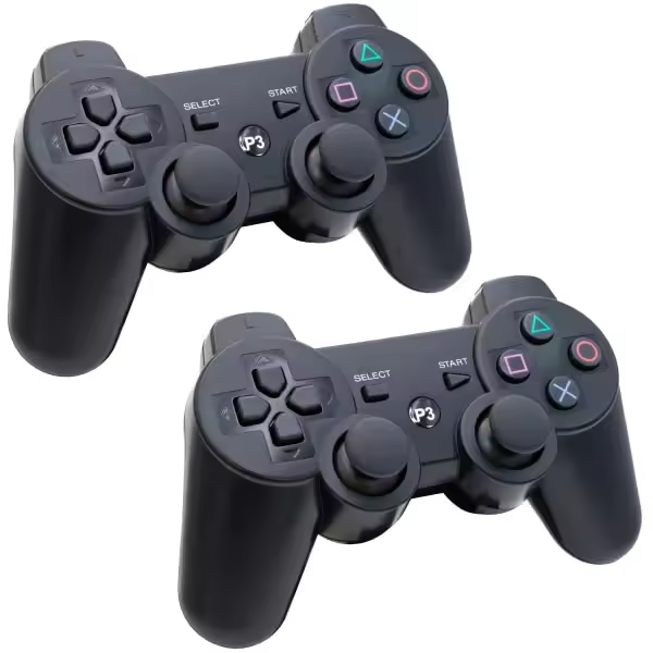 Mando inalámbrico compatible con PS3 (negro, paquete de 2) - 1