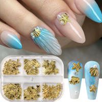 6Grillas De Lujo Para Uñas Con Encantos De Océano Con Delfín Y Estrella De Mar Diseño De Hawaii Figuras De Metal Dorado Accesorios De Arte De Manicura - details 1