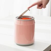 Nueva Creativa Papelera De Escritorio Mini Con Tapa Elástica Y Almacenamiento Para Dormitorio Y Baño Material Plástico Forma Redonda - details 4