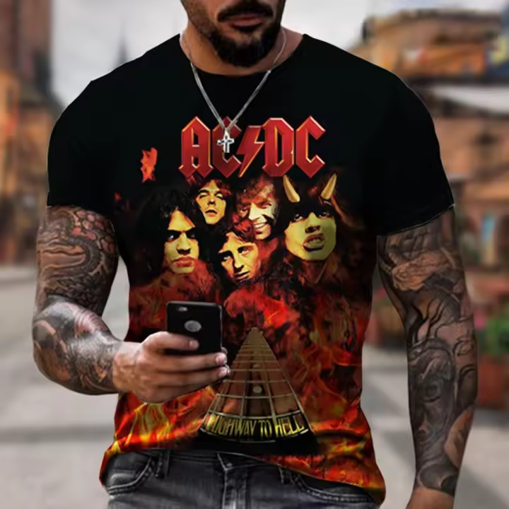 Camiseta De Verano Con Estampado 3D De Música Rock Moda Personalizada Hip-Hop Manga Corta Casual Y Cómoda Para Hombres - 1
