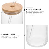 Botella De Vidrio 350ml/550ml Con Tapa De Bambú Y Pajita Para Café Cerveza Cócteles Whiskey Leche Jugo Cola Jarrón De Mason - details 5