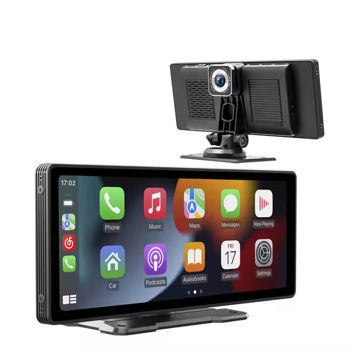 DAM. Pantalla táctil B5303R para coche 10,2" HD. Android Auto/Car Play inalámbrico. Bluetooth MP5 con Mirror Link, dashcam frontal + trasera 12 LED. 24x3x10cm. - 1