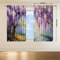 2pcs Cortina De Pintura Al Aire Libre De Florecillas De Wisteria Para Decoración Del Hogar Tratamiento De Ventana Para Dormitorio Oficina Cocina Material 100% Poliéster - details 12