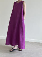 Vestido Largo Vintage De Algodón Y Lino Para Mujer REALEFT Sin Mangas Estilo Casual Suelto Con Cinturones Verano 2025 - details 5
